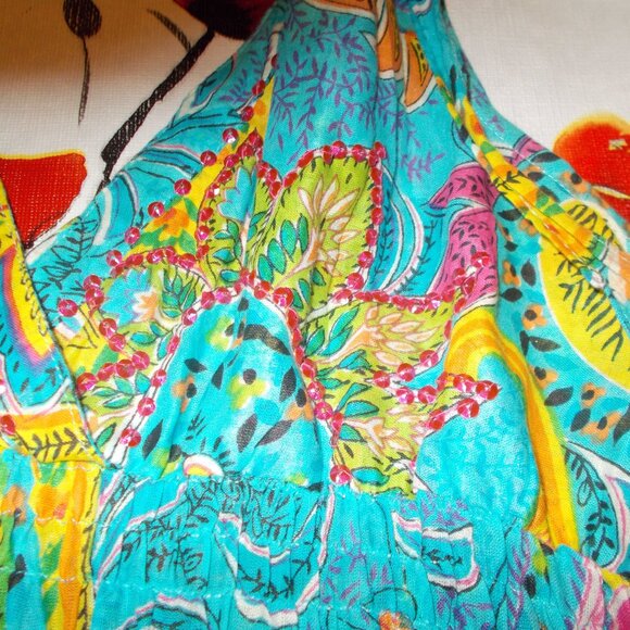 Bright Turquoise Jackpot summer halter dress in L/XL - Picture 2 of 6